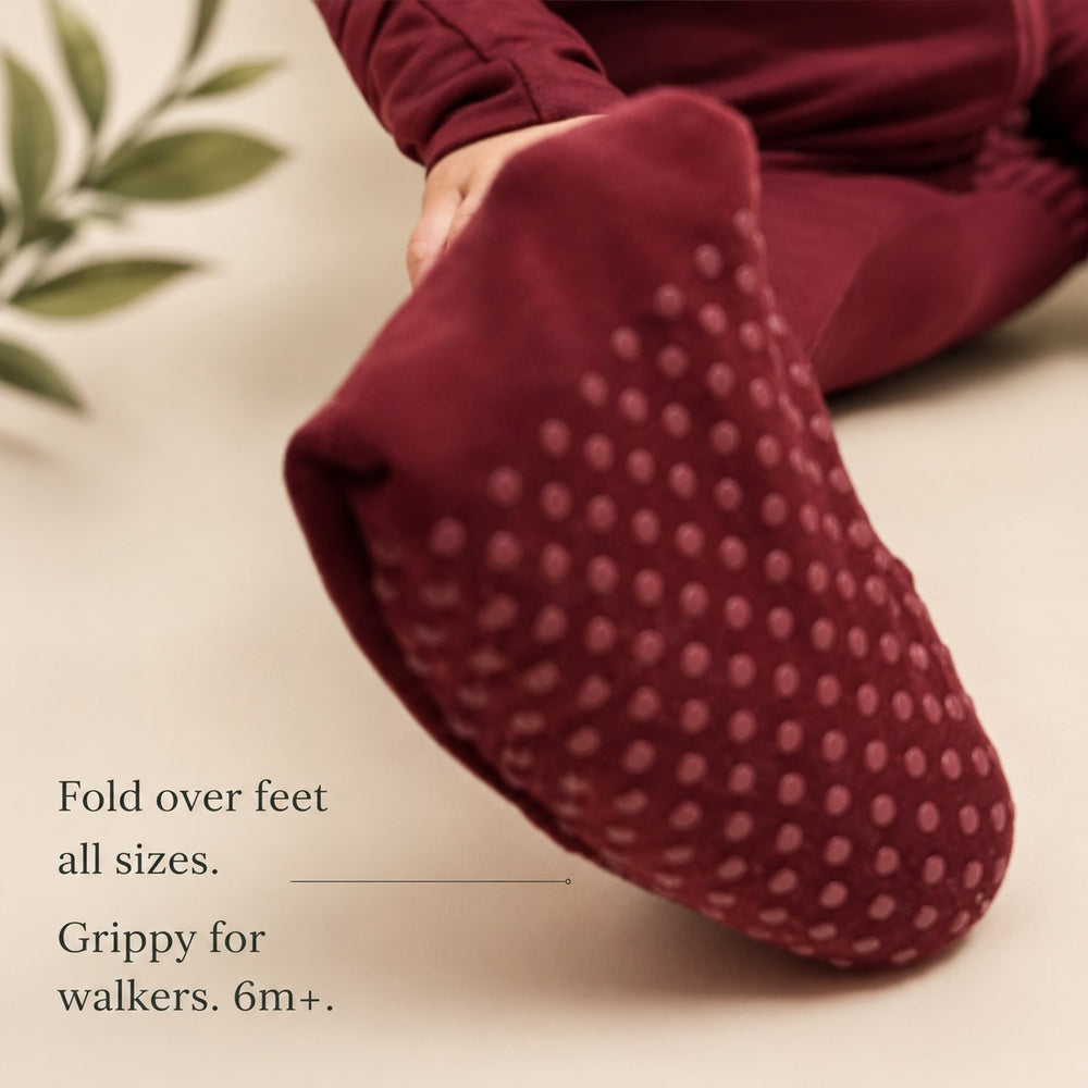 Fold-over feet detail on a Funkii bamboo baby grow