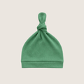 Green bamboo baby hat with a knot